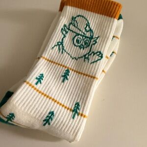 Stylish White and Green Graphic Socks